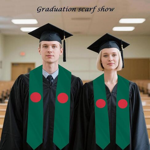 Bangladesh Flag Graduation Stole Sash Scarf Double Layer Polyester Satin Fabric Anti-Wrinkle in Kuwait