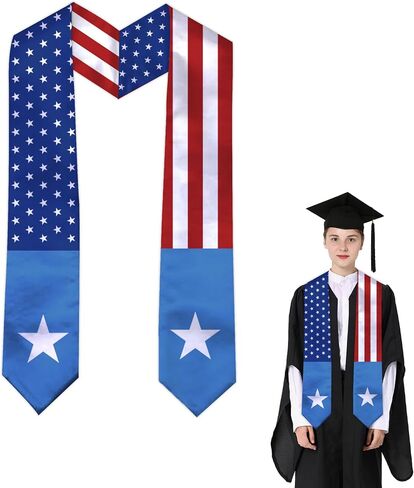 American And National Graduation Sash Stole 72 Inch Length Double Sided V Shape Graduation Scarf Graduation Gifts in Kuwait