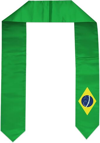 Flag Graduation Stole Sash, Flag Graduation Shawl Sash Stole Wraps Scarf For International Study Pride Women Men (Brazil) in Kuwait