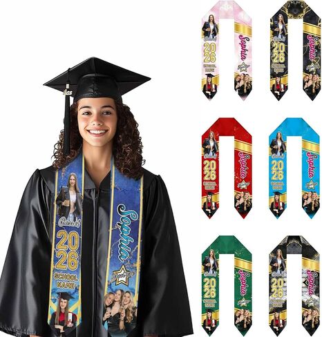 Custom Graduation Stole Class of 2026, Graduation Gift with Personalized Photo Name in Kuwait