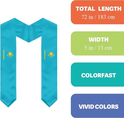 Kazakhstan Flag Graduation Stole, Kazakhstan Graduation Sash Scarf for Study Aboard International Students in Kuwait