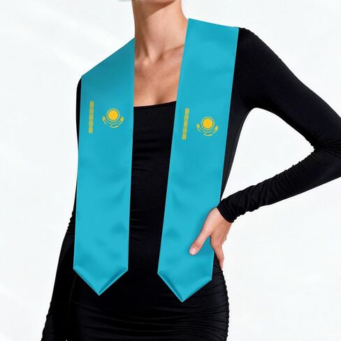 Kazakhstan Flag Graduation Stole, Kazakhstan Graduation Sash Scarf for Study Aboard International Students in Kuwait