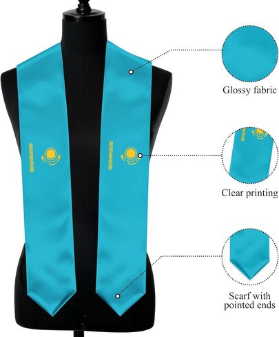 Kazakhstan Flag Graduation Stole, Kazakhstan Graduation Sash Scarf for Study Aboard International Students in Kuwait