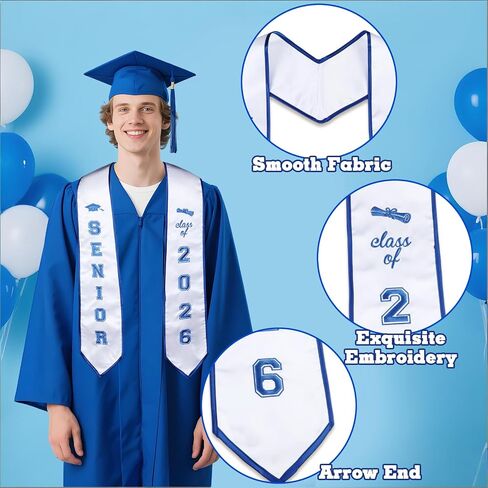 Serencatcher Senior Graduation Stole Class of 2026 Blue, Senior Class of 2026 Embroidery Graduation Stole Sash for Senior Night High School Students Ceremony Congrats Grad Party Gifts Accessory in Kuwait