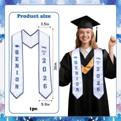 Serencatcher Senior Graduation Stole Class of 2026 Blue, Senior Class of 2026 Embroidery Graduation Stole Sash for Senior Night High School Students Ceremony Congrats Grad Party Gifts Accessory in Kuwait