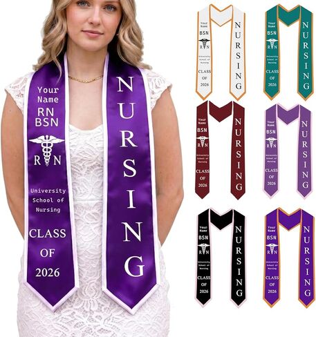 D-Story RN Graduation Stole Custom Nursing Stole Registered Nurse BSN MSN Graduation Sash Class of 2026 in Saudi Arabia