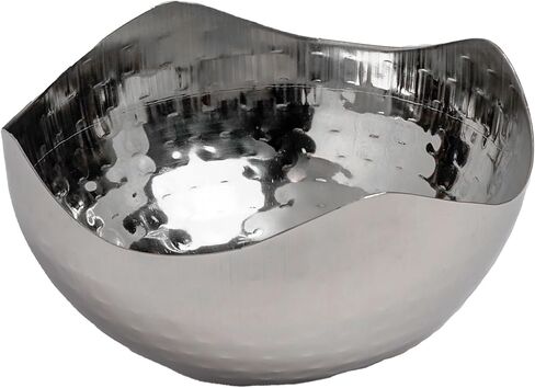 IHI EST. 1986 Small 6 x 6 Hammered Stainless Steel Decorative Bowl With Wavy Rim- Modern Home Accent & Versatile Dish in Saudi Arabia