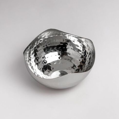 IHI EST. 1986 Small 6 x 6 Hammered Stainless Steel Decorative Bowl With Wavy Rim- Modern Home Accent & Versatile Dish in Saudi Arabia