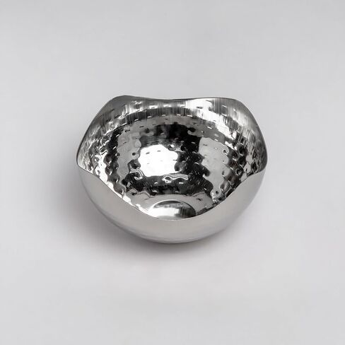 IHI EST. 1986 Small 6 x 6 Hammered Stainless Steel Decorative Bowl With Wavy Rim- Modern Home Accent & Versatile Dish in Saudi Arabia