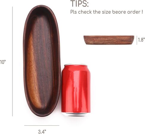 Wooden Oval Decorative Bowl Handcrafted Boat Shaped Tray Catchall for Keys Candy Rustic Wood Ellipse Dish for Entryway Table, Nightstand, Wedding Table Centerpiece Decor (Middle, Length 10") in Kuwait