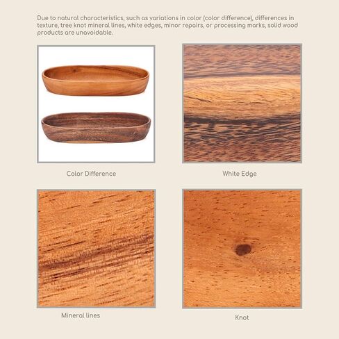 Wooden Oval Decorative Bowl Handcrafted Boat Shaped Tray Catchall for Keys Candy Rustic Wood Ellipse Dish for Entryway Table, Nightstand, Wedding Table Centerpiece Decor (Middle, Length 10") in Kuwait