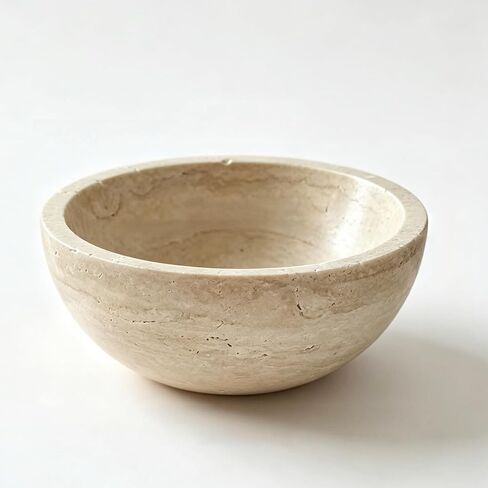 WILD WORKS Travertine Bowl, 6" Natural Stone Decorative Bowls for Entryway Table, Catchall Tray for Keys & Jewelry, Fruit Bowls for Kitchen Counter, Living Room Decor, Home Accent in Saudi Arabia