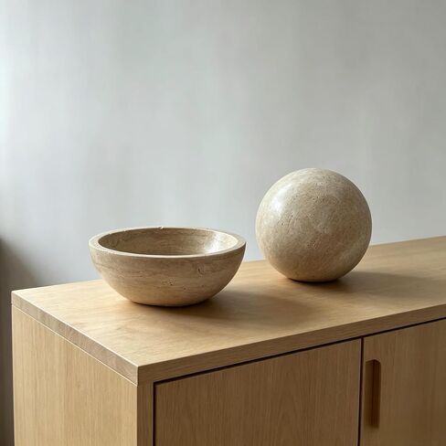 WILD WORKS Travertine Bowl, 6" Natural Stone Decorative Bowls for Entryway Table, Catchall Tray for Keys & Jewelry, Fruit Bowls for Kitchen Counter, Living Room Decor, Home Accent in Saudi Arabia
