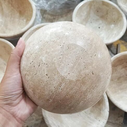 WILD WORKS Travertine Bowl, 6" Natural Stone Decorative Bowls for Entryway Table, Catchall Tray for Keys & Jewelry, Fruit Bowls for Kitchen Counter, Living Room Decor, Home Accent in Saudi Arabia