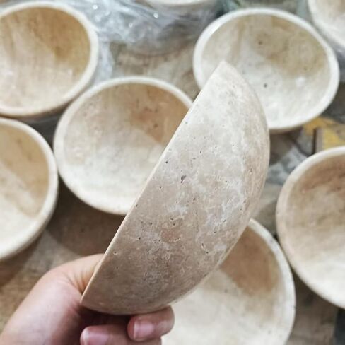 WILD WORKS Travertine Bowl, 6" Natural Stone Decorative Bowls for Entryway Table, Catchall Tray for Keys & Jewelry, Fruit Bowls for Kitchen Counter, Living Room Decor, Home Accent in Saudi Arabia
