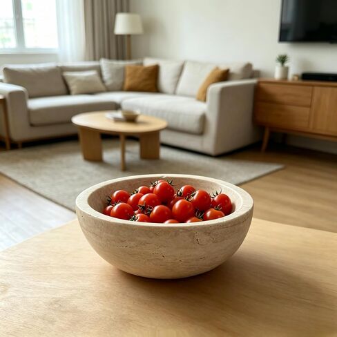 WILD WORKS Travertine Bowl, 6" Natural Stone Decorative Bowls for Entryway Table, Catchall Tray for Keys & Jewelry, Fruit Bowls for Kitchen Counter, Living Room Decor, Home Accent in Saudi Arabia