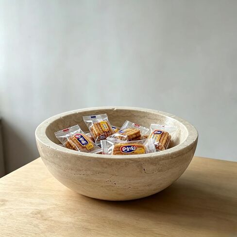 WILD WORKS Travertine Bowl, 6" Natural Stone Decorative Bowls for Entryway Table, Catchall Tray for Keys & Jewelry, Fruit Bowls for Kitchen Counter, Living Room Decor, Home Accent in Saudi Arabia