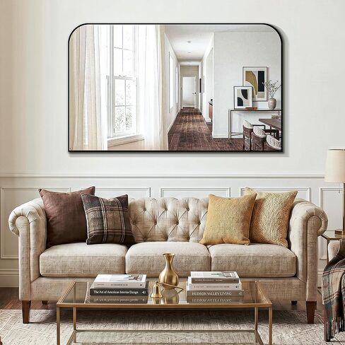 Bathroom Vanity Mirror for Wall, 50"x30" Black Metal Framed Bathroom Mirror for Over Sink, Living Room, Bedroom, Entryway, Mantel, Fireplace Decor in Saudi Arabia