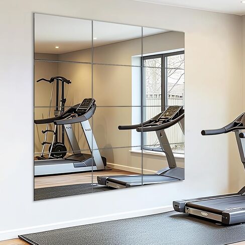 VASUHOME Home Gym Mirrors 14 x12 Inch - 12PCS HD Glass Wall Mounted Mirror Tiles for Home Gym, Bedroom, Living Room, Door, Closet in Saudi Arabia