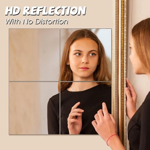 VASUHOME Home Gym Mirrors 14 x12 Inch - 12PCS HD Glass Wall Mounted Mirror Tiles for Home Gym, Bedroom, Living Room, Door, Closet in Saudi Arabia