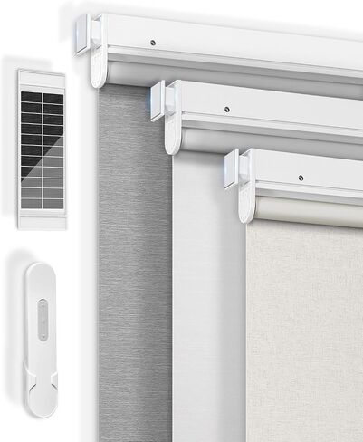 No-Drill Motorized Blinds with Remote Control, Rechargeable Smart Blackout Electric Shades for Windows, Electric Automatic Wireless Cordless Operation (White,34¼"W*72" H) in Saudi Arabia