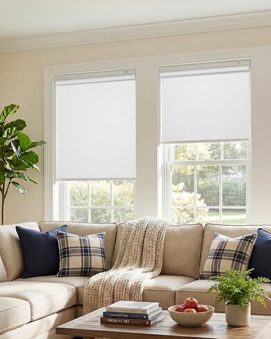 No-Drill Motorized Blinds with Remote Control, Rechargeable Smart Blackout Electric Shades for Windows, Electric Automatic Wireless Cordless Operation (White,34¼"W*72" H) in Saudi Arabia