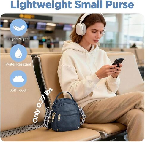 حقائب كروس مضادة للسرقة للنساء حقيبة كتف صغيرة RFID للسفر، محفظة صغيرة تمر بالجسم مع حزام قابل للإزالة in Kuwait