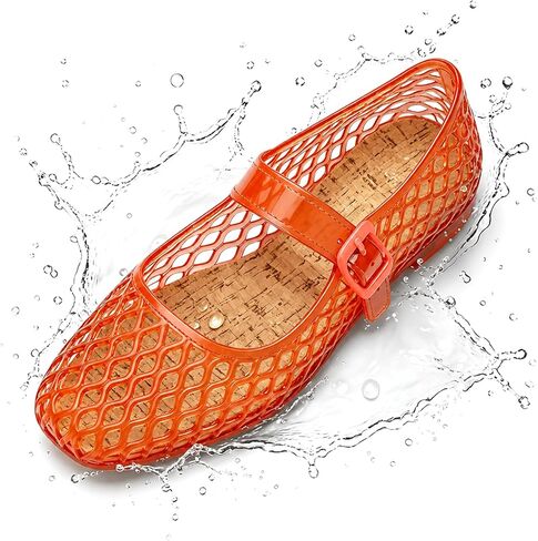 MUSSHOE Women’s Mary Jane Jelly Flats: Square Toe Water-Friendly Summer Shoes - Lightweight Easy Clean for Beach, Poolside & Resort Vacation in Kuwait