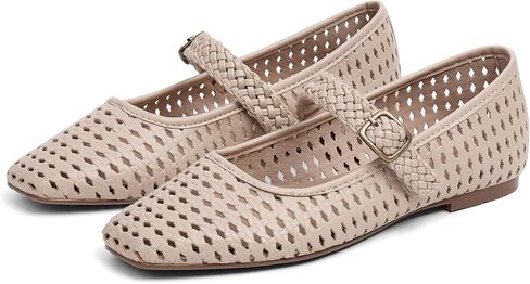 SOVANYOU Woven Leather Mary Janes for Women Mesh Ballet Flats Woven Ballerina Shoes Slip On Round Toe Causal Dressy Flats in Saudi Arabia