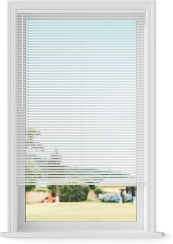 Cordless Aluminum Mini Blind - 18" W x 48" L - White, Premium Duty 1" Metal Slats, Over 400 Custom Sizes Starting at $19.97, Durable, Waterproof Window Shades by Lumino in Saudi Arabia