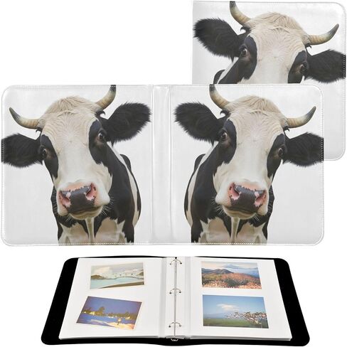 JIPONI Interesting Personality Cow Large Photo Album, DIY Leather Cover Scrapbook Albums for 4x6 5x7 6x8 Pictures, Self Adhesive Memory Book for Wedding, Baby, Family in Saudi Arabia
