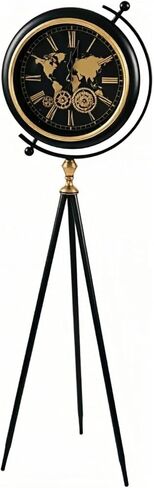 Grandfather Clocks Metal Floor Standing Clock American Tripod Moving World Gears Map for Home in Saudi Arabia