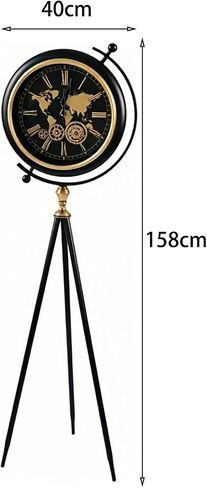 Grandfather Clocks Metal Floor Standing Clock American Tripod Moving World Gears Map for Home in Saudi Arabia