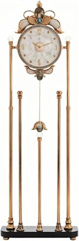 Grandfather Clocks Metal Floor Standing Clock Quartz Pendulum Silent Shell Dial for Villa(White) in Kuwait