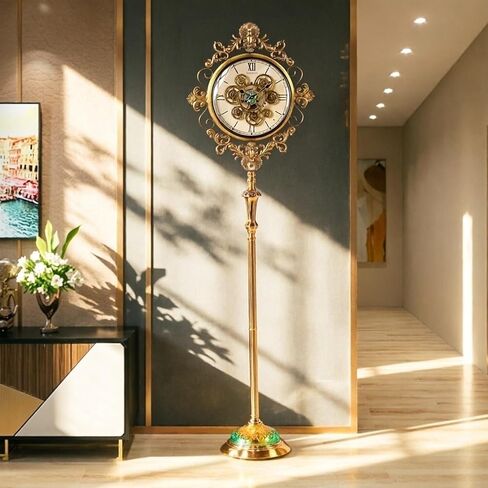 Grandfather Clocks Metal Floor Clock Roman Numeral European Style Ornate for Living Room in Saudi Arabia
