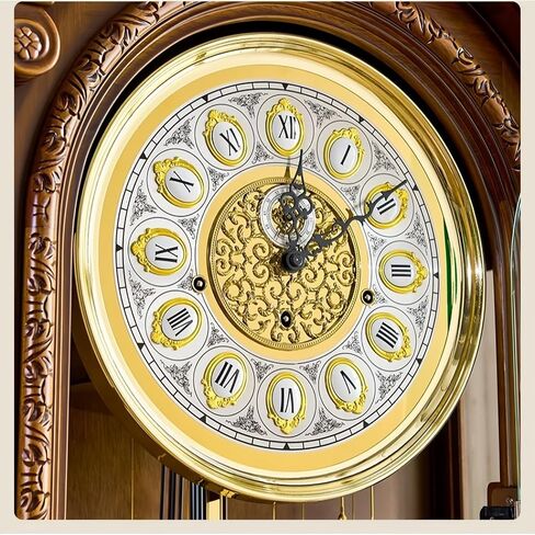 Grandfather Clocks Wood Grandfather Floor Clock Mechanical European Style Ornate Vintage in Kuwait