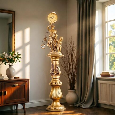 Grandfather Clocks Floor Clock Quartz Silent European Style Ornate Sculpture for Living Room in Kuwait