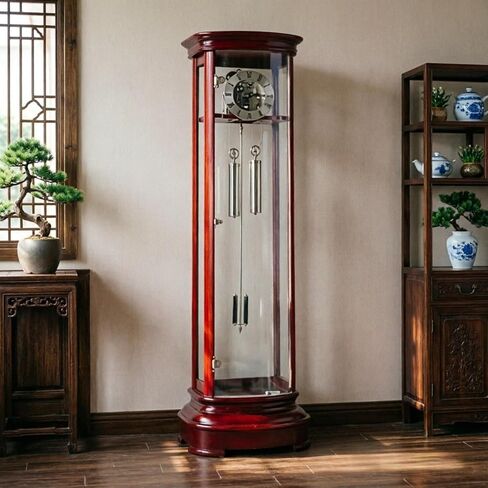 Grandfather Clocks Wood Grandfather Clock Floor Mechanical Roman Numeral Glass for Home in Kuwait