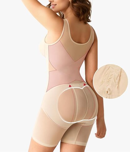 Nebility Women's Shapewear Bodysuit - V Neck Full Body Shapewear Faja Body Shaper Tummy Control Body Suit Butt Lifter in Kuwait