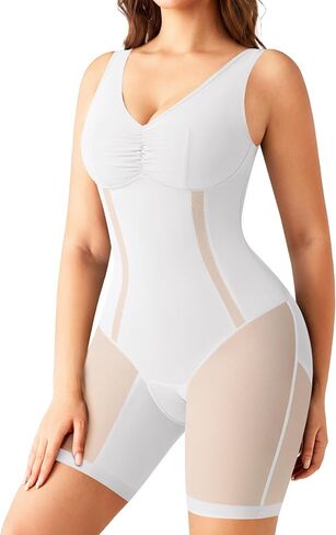 Nebility Women's Shapewear Bodysuit - V Neck Full Body Shapewear Faja Body Shaper Tummy Control Body Suit Butt Lifter in Kuwait