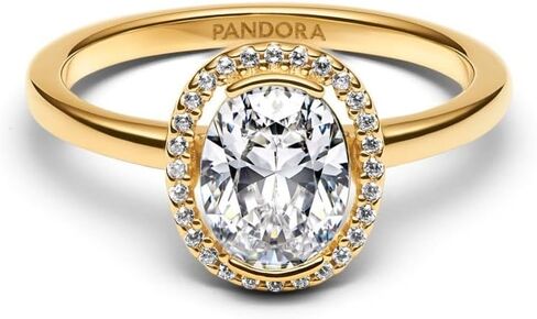 PANDORA-Oval Sparkling Halo Ring-Gold plated-With Gift Box in Saudi Arabia