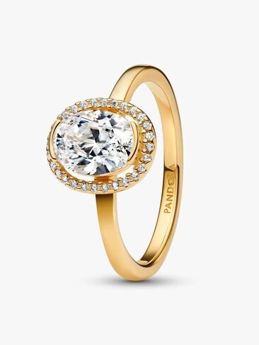 PANDORA-Oval Sparkling Halo Ring-Gold plated-With Gift Box in Saudi Arabia