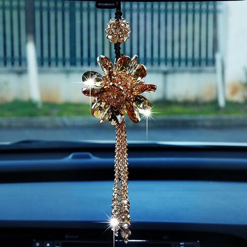 Rearview Mirror Ornaments Crystal Hanging Decorations Interior Home Decor Hangings Stylish Car Ornaments (Purple) in Kuwait