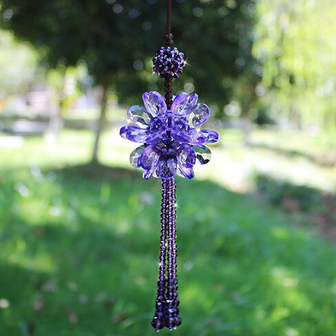 Rearview Mirror Ornaments Crystal Hanging Decorations Interior Home Decor Hangings Stylish Car Ornaments (Purple) in Kuwait