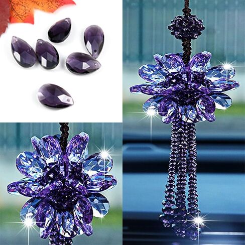 Rearview Mirror Ornaments Crystal Hanging Decorations Interior Home Decor Hangings Stylish Car Ornaments (Purple) in Kuwait