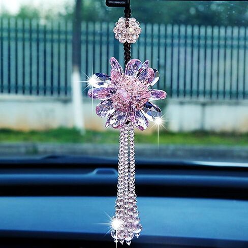 Rearview Mirror Ornaments Crystal Hanging Decorations Interior Home Decor Hangings Stylish Car Ornaments (Purple) in Kuwait