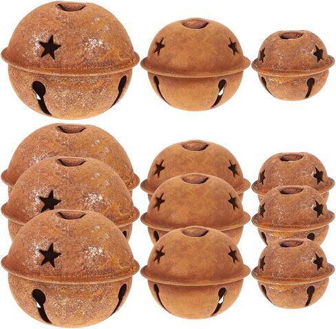 DECHOUS 30Pcs Rusty Bells for Crafts in 3 Sizes Metal Rusted Rustic Christmas Jingle Bells with Star Cutouts Vintage Tree Hanging Ornaments for Xmas Party Holiday Decor in Kuwait