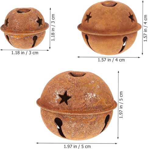 DECHOUS 30Pcs Rusty Bells for Crafts in 3 Sizes Metal Rusted Rustic Christmas Jingle Bells with Star Cutouts Vintage Tree Hanging Ornaments for Xmas Party Holiday Decor in Kuwait