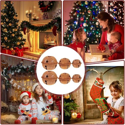 DECHOUS 30Pcs Rusty Bells for Crafts in 3 Sizes Metal Rusted Rustic Christmas Jingle Bells with Star Cutouts Vintage Tree Hanging Ornaments for Xmas Party Holiday Decor in Kuwait