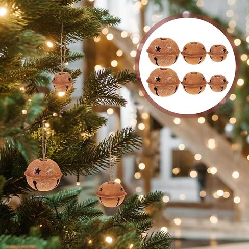 DECHOUS 30Pcs Rusty Bells for Crafts in 3 Sizes Metal Rusted Rustic Christmas Jingle Bells with Star Cutouts Vintage Tree Hanging Ornaments for Xmas Party Holiday Decor in Kuwait
